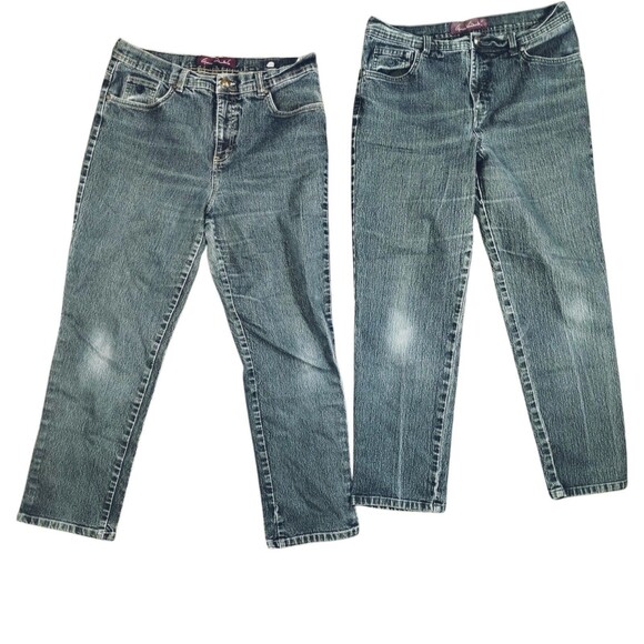 Gloria Vanderbilt Jeans Women 12 Short 2 Pairs Straight Leg Stretch Zip Button - Picture 1 of 9